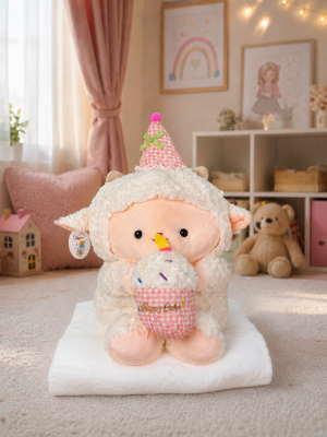 Игрушка с пледом 5616 - 81 ОВЕЧКА  - белый с розовым колпачком