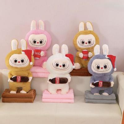 Игрушка с пледом 9527 - 71 ЛАБУБУ С БАНКОЙ р-р 130х160 - розовый