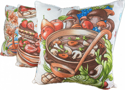 Подушка декоративная ВКУСНОСТИ в ассортименте р-р 50х50