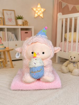 Игрушка с пледом 5616 - 81 ОВЕЧКА  - розовый с голубым колпачком