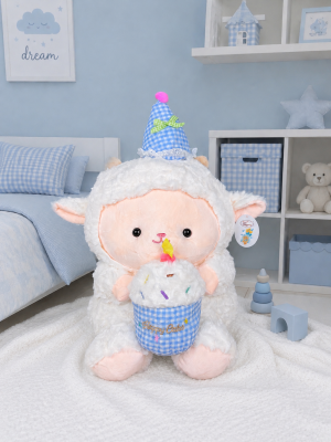 Игрушка с пледом 5616 - 81 ОВЕЧКА  - белый с голубым колпачком